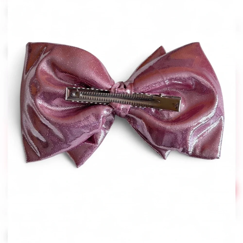 HANDMADE Shiny Pink Hair Scrunchie and Bow Set